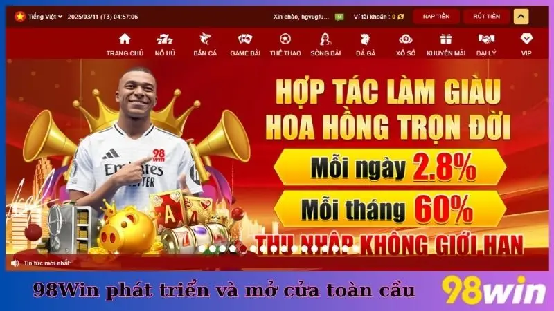 98Win phát triển và mở cửa toàn cầu