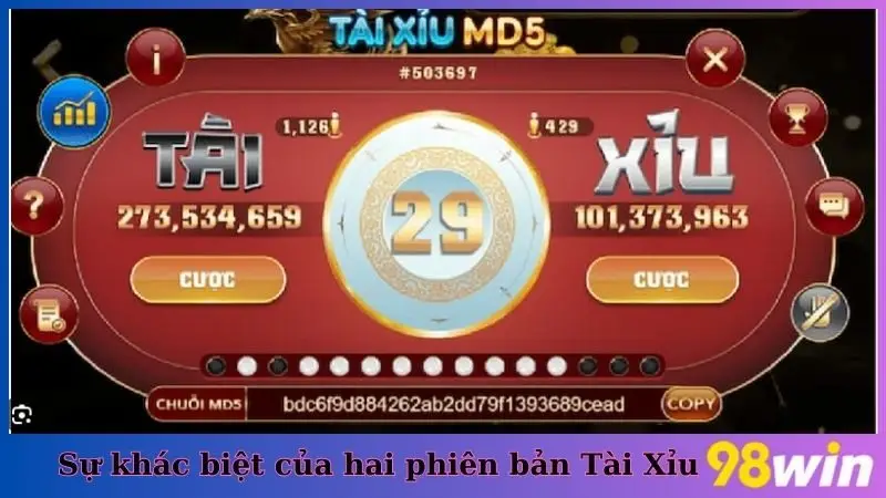 Sự khác biệt của hai phiên bản Tài Xỉu