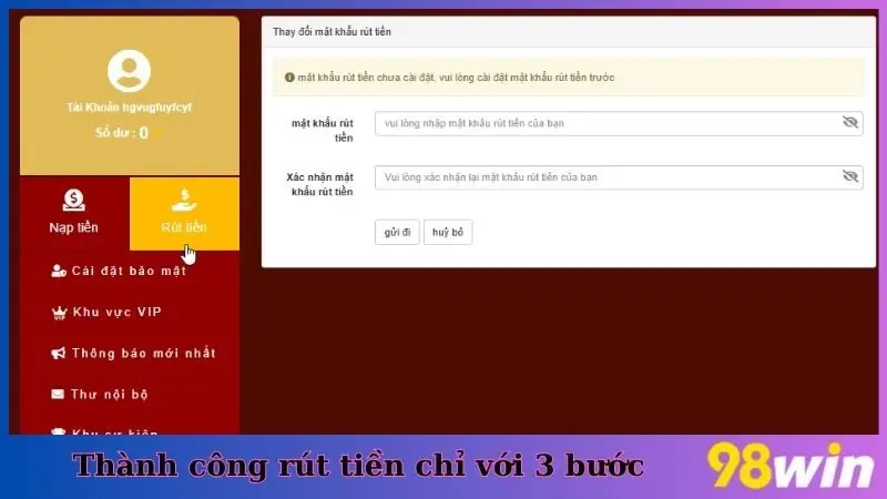 Thành công rút tiền chỉ với 3 bước